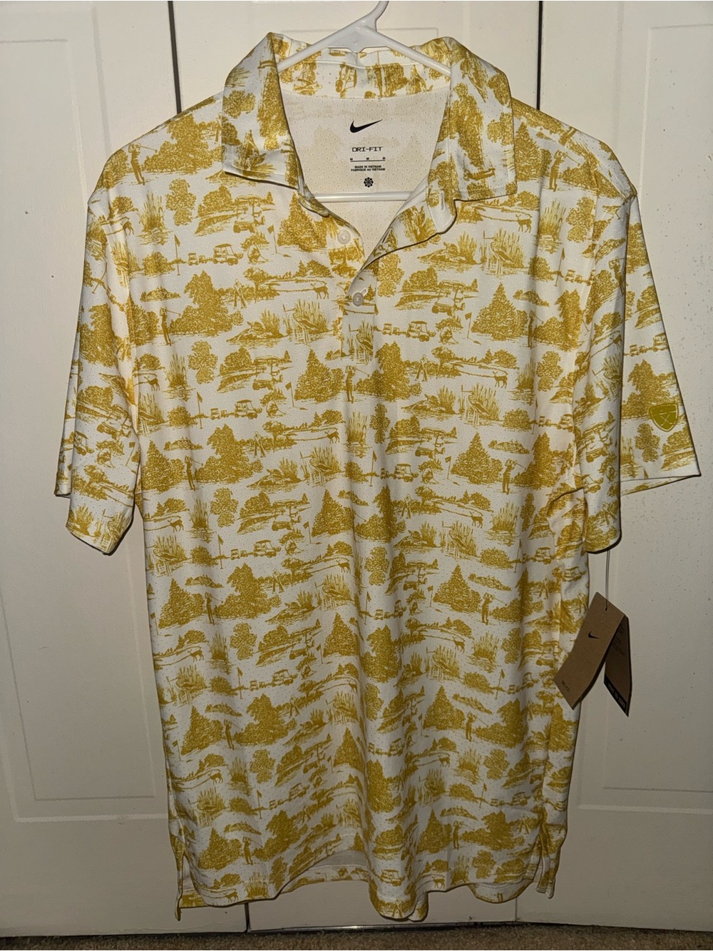 $140 MSRP Nike Golf Men’s Yellow Scenic Print Dri-FIT Polo Shirt